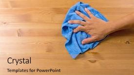  Presentation with cleaning - Beautiful slide set featuring house keeper - man cleaning table backdrop and a  colored foreground