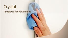  Presentation with air duct cleaning service - PPT theme with house keeping - female hand cleaning surface background and a cream colored foreground