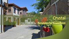  Presentation with old soho street - Theme consisting of house keeping - renovated old streets in hacibayram background and a tawny brown colored foreground