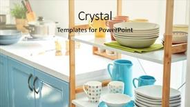  Presentation with clean technology - Cool new theme with house keeping - shelving with different clean dishes backdrop and a lemonade colored foreground