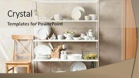  Presentation with storage - Cool new presentation design with house keeping - storage stand with white kitchenware backdrop and a soft green colored foreground