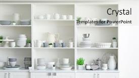  Presentation with storage - Theme featuring house keeping - white storage stand with ceramic background and a light gray colored foreground