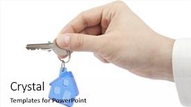  Presentation with hold hand - Slide set with house key in hand background and a white colored foreground