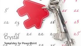  Presentation with house key - Cool new PPT layouts with house-key-on-a-calendar backdrop and a white colored foreground