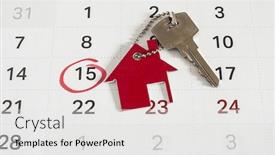  Presentation with mortgage - Presentation having house-key-on-a-calendar background and a white colored foreground