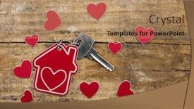  Presentation with property - Amazing theme having house-key-on-a-house backdrop and a coral colored foreground