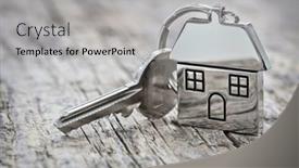  Presentation with house key - Cool new PPT theme with house-key-on-a-house backdrop and a light gray colored foreground