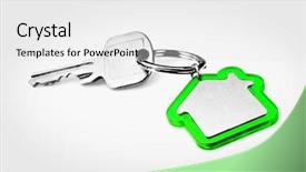  Presentation with green house - Presentation theme with house key with a blank background and a white colored foreground