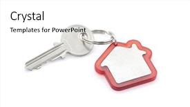  Presentation with house key - PPT theme enhanced with house key with clipping path background and a white colored foreground