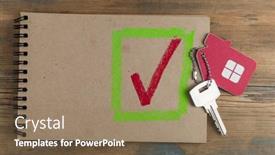  Presentation with house key - Audience pleasing PPT layouts consisting of house-key-with-home-keyring backdrop and a coral colored foreground