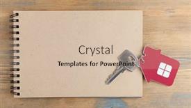  Presentation with house key - Colorful presentation enhanced with house-key-with-home-keyring backdrop and a soft green colored foreground