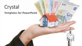  Presentation with house key - Presentation theme consisting of house keys and euro money background and a white colored foreground