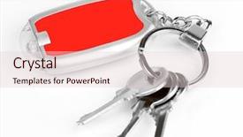  Presentation with white house roof - PPT theme with house keys and keychain isolated background and a lemonade colored foreground