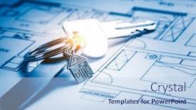  Presentation with life plan - Presentation theme consisting of house-keys-on-a-house background and a light blue colored foreground
