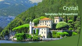  Presentation with villa - PPT layouts enhanced with house lake view - romantic lago di como villa background and a tawny brown colored foreground