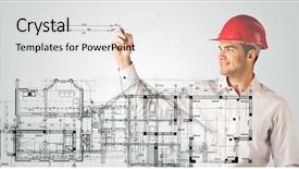  Presentation with family planning - Audience pleasing presentation theme consisting of house layout with measurements line backdrop and a white colored foreground