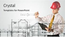  Presentation with family planning - Presentation design featuring house layout with measurements line background and a white colored foreground
