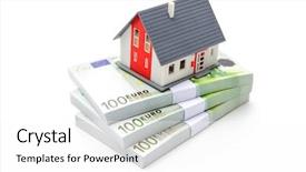  Presentation with investments - Theme consisting of house loan - home finances building savings background and a white colored foreground