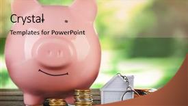  Presentation with piggy bank broken piggybank - PPT theme enhanced with house loan - piggy bank style money box background and a lemonade colored foreground