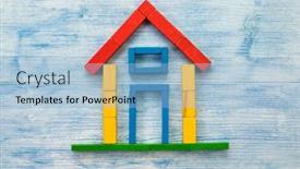  Presentation with building blocks - Slides enhanced with house-made-of-building-blocks background and a light blue colored foreground