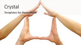  Presentation with house - Cool new theme with house made of woman hands backdrop and a  colored foreground