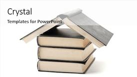  Presentation with white house roof - Theme enhanced with house made with books piled background and a white colored foreground