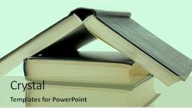  Presentation with white house - Presentation theme with house made with books piled background and a mint green colored foreground