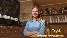  Presentation with coffee shop - Beautiful theme featuring house management - occupation profession job small business backdrop and a tawny brown colored foreground