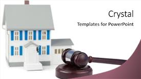  Presentation with toy model - PPT layouts enhanced with house model and brown gavel background and a white colored foreground