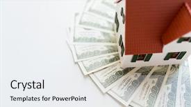  Presentation with real estate investment - Presentation featuring house model and money background and a sky blue colored foreground