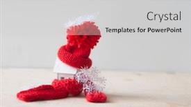  Presentation with house heating - Presentation design featuring house-model-with-knitted-hat background and a light gray colored foreground