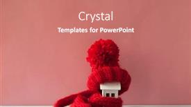  Presentation with house heating - PPT theme with house-model-with-knitted-hat background and a coral colored foreground