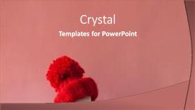  Presentation with house heating - Presentation design consisting of house-model-with-knitted-hat background and a coral colored foreground