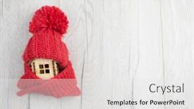  Presentation with house heating - PPT layouts with house-model-with-knitted-hat background and a white colored foreground