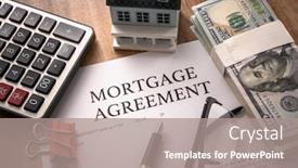  Presentation with mortgage - Slide set having house-model-with-mortgage-agreemen background and a gray colored foreground