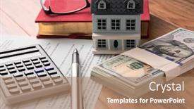  Presentation with mortgage - Colorful presentation theme enhanced with house-model-with-mortgage-agreemen backdrop and a coral colored foreground