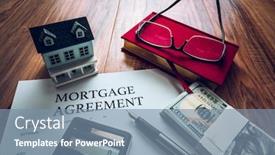 Presentation with mortgage - Slide set having house-model-with-mortgage-agreemen background and a seafoam green colored foreground