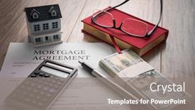  Presentation with mortgage - Cool new slide set with house-model-with-mortgage-agreemen backdrop and a gray colored foreground