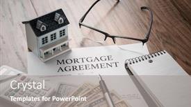  Presentation with mortgage - Cool new presentation theme with house-model-with-mortgage-agreemen backdrop and a gray colored foreground