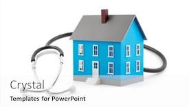  Presentation with white house - Presentation theme consisting of house-model-with-stethoscope background and a white colored foreground