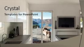  Presentation with interior - Presentation design with house modern kitchen with induction background and a light gray colored foreground