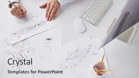  Presentation with workplace - Audience pleasing slides consisting of house mouse - image of sketches at workplace backdrop and a light gray colored foreground