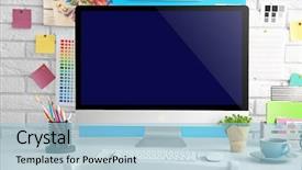  Presentation with racism workplace - Presentation theme enhanced with house mouse - stylish bright workplace of vivid background and a light blue colored foreground