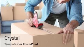  Presentation with moving - Audience pleasing slides consisting of house moving concept closeup backdrop and a lemonade colored foreground