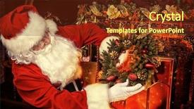  Presentation with christmas tree - Presentation theme enhanced with house next to the fireplace background and a tawny brown colored foreground