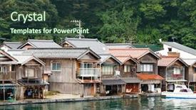  Presentation with kyoto - Beautiful slide set featuring hill fishermen boat - house of ine cho backdrop and a tawny brown colored foreground