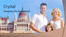  Presentation with family tourism - PPT theme with house of parliament in budapest background and a light blue colored foreground