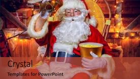  Presentation with happy new year - PPT theme with house of santa claus christmas background and a red colored foreground