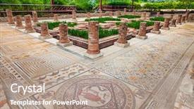  Presentation with garden pond - Slides having house of the fountains background and a coral colored foreground