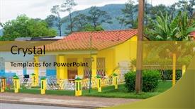  Presentation with rural housing - Presentation theme featuring town of vinales in cuba background and a gold colored foreground